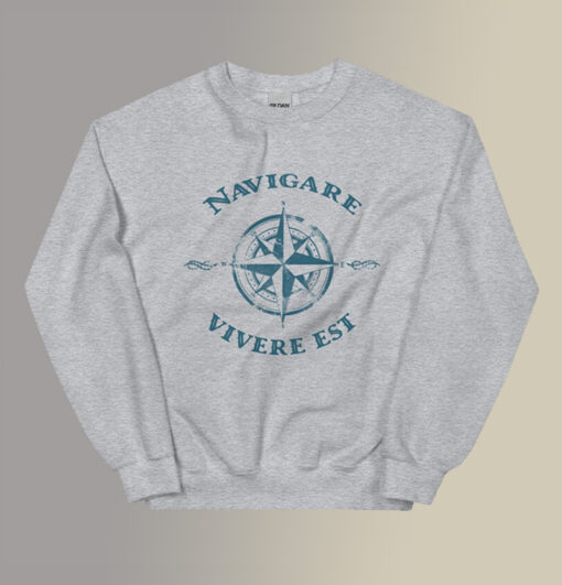 Vintage Navigare Vivere Est Compass Sweatshirt SD