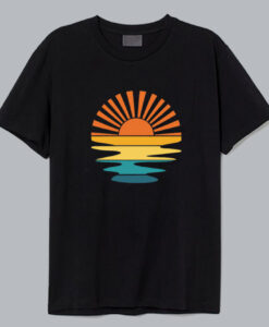 Retro Sunset Rays Wavy T Shirt SD